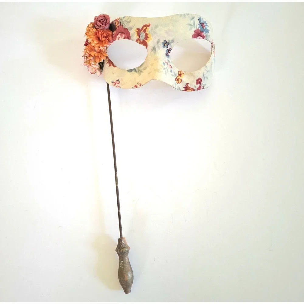 Vintage Floral Handmade Masquerade Mask Victorian Fabric